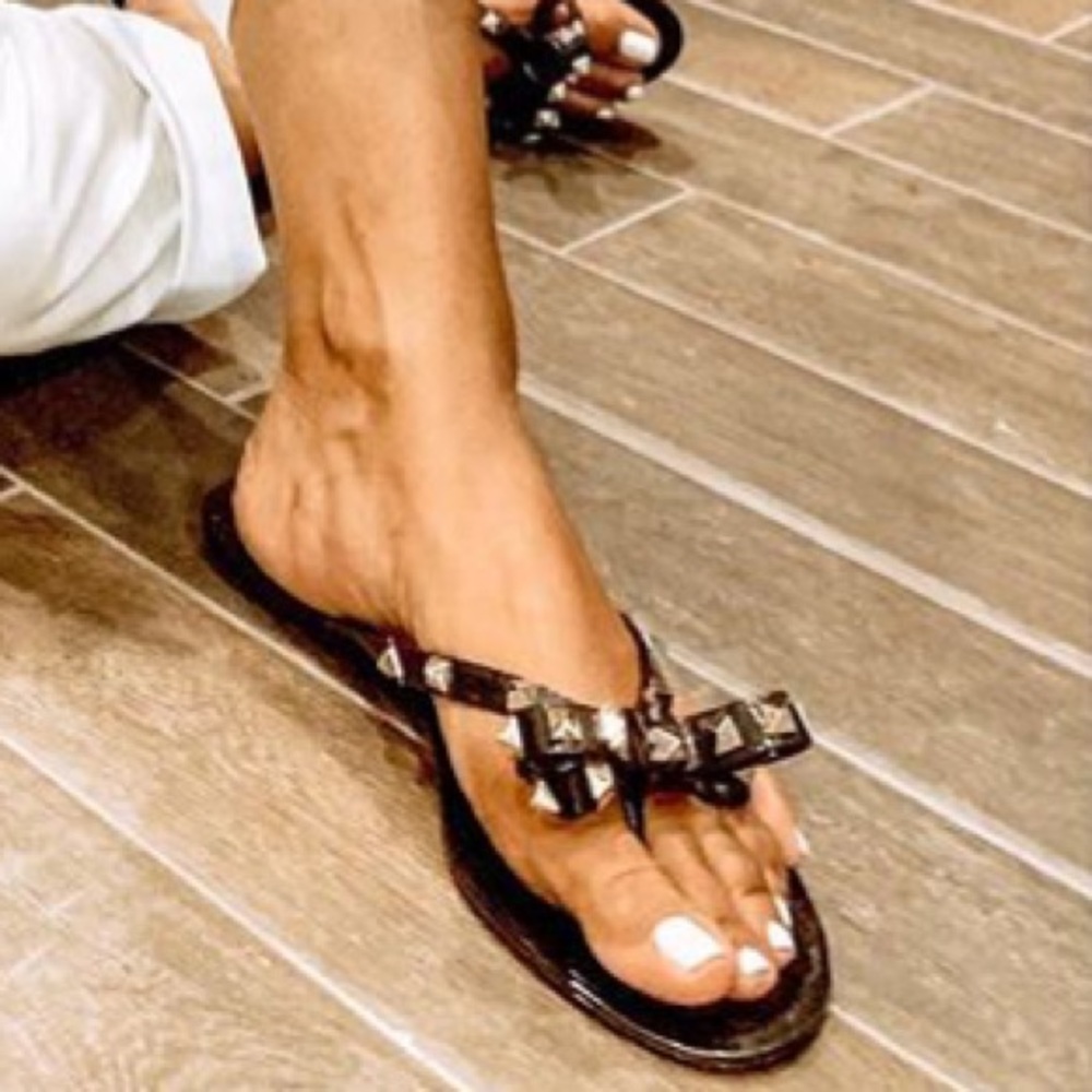 Studded black now sandal